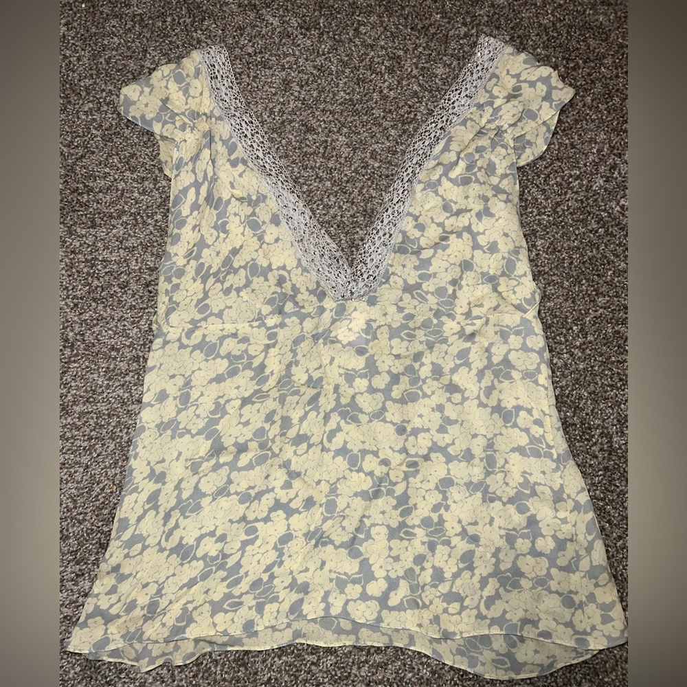 Rebecca Taylor 100% Silk Yellow V-neck Blouse